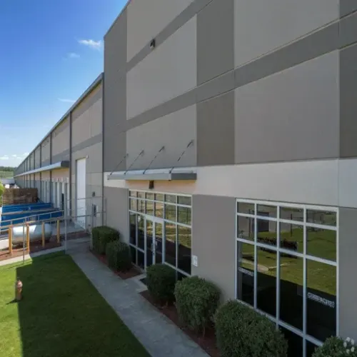 Warehouse, building, industrial, architecture, exterior, sunlight, reflection, urban, landscape, commercial, real estate,