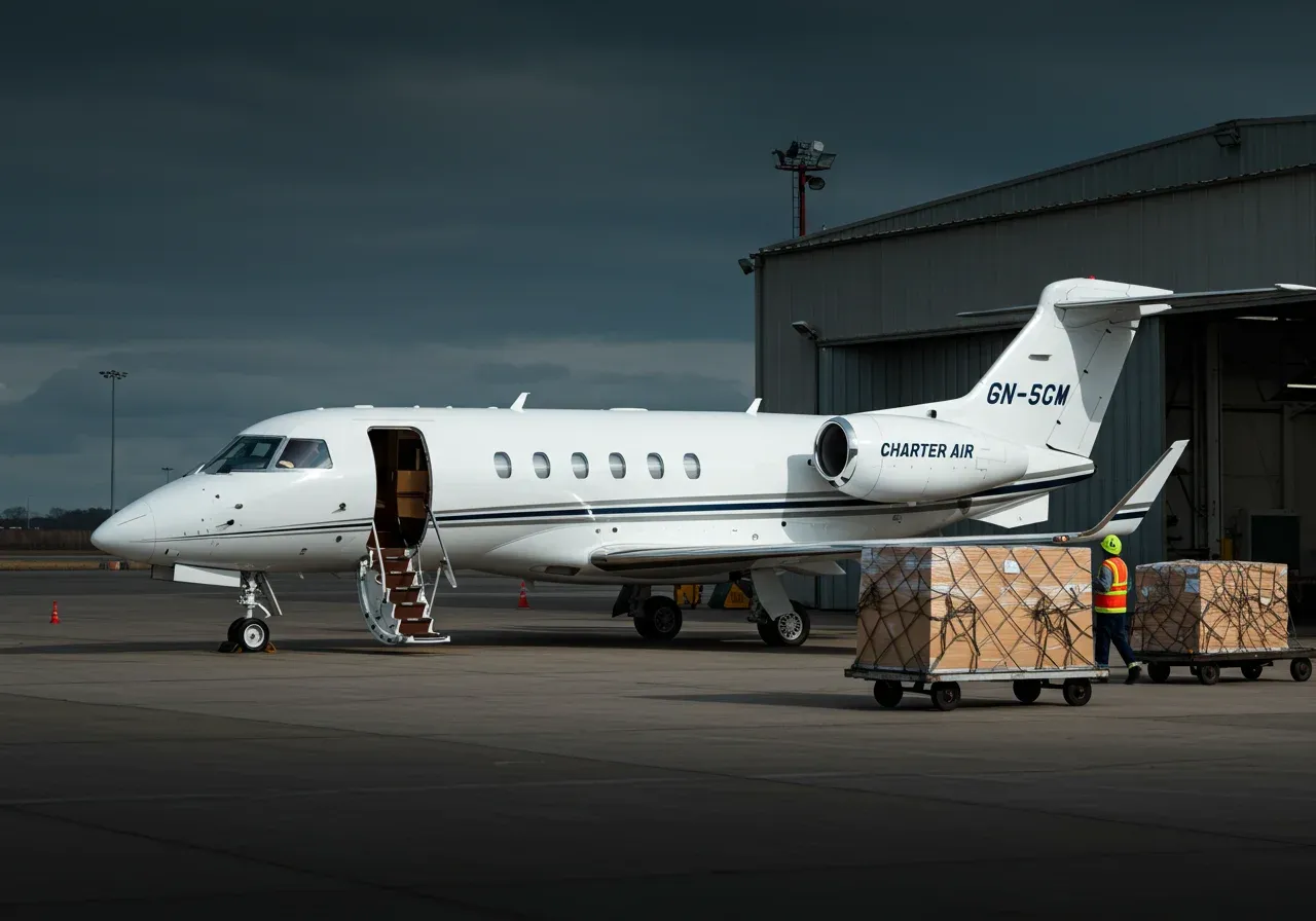 An aircraft loaded with cargo containers, illustrating Charter Air Logistics