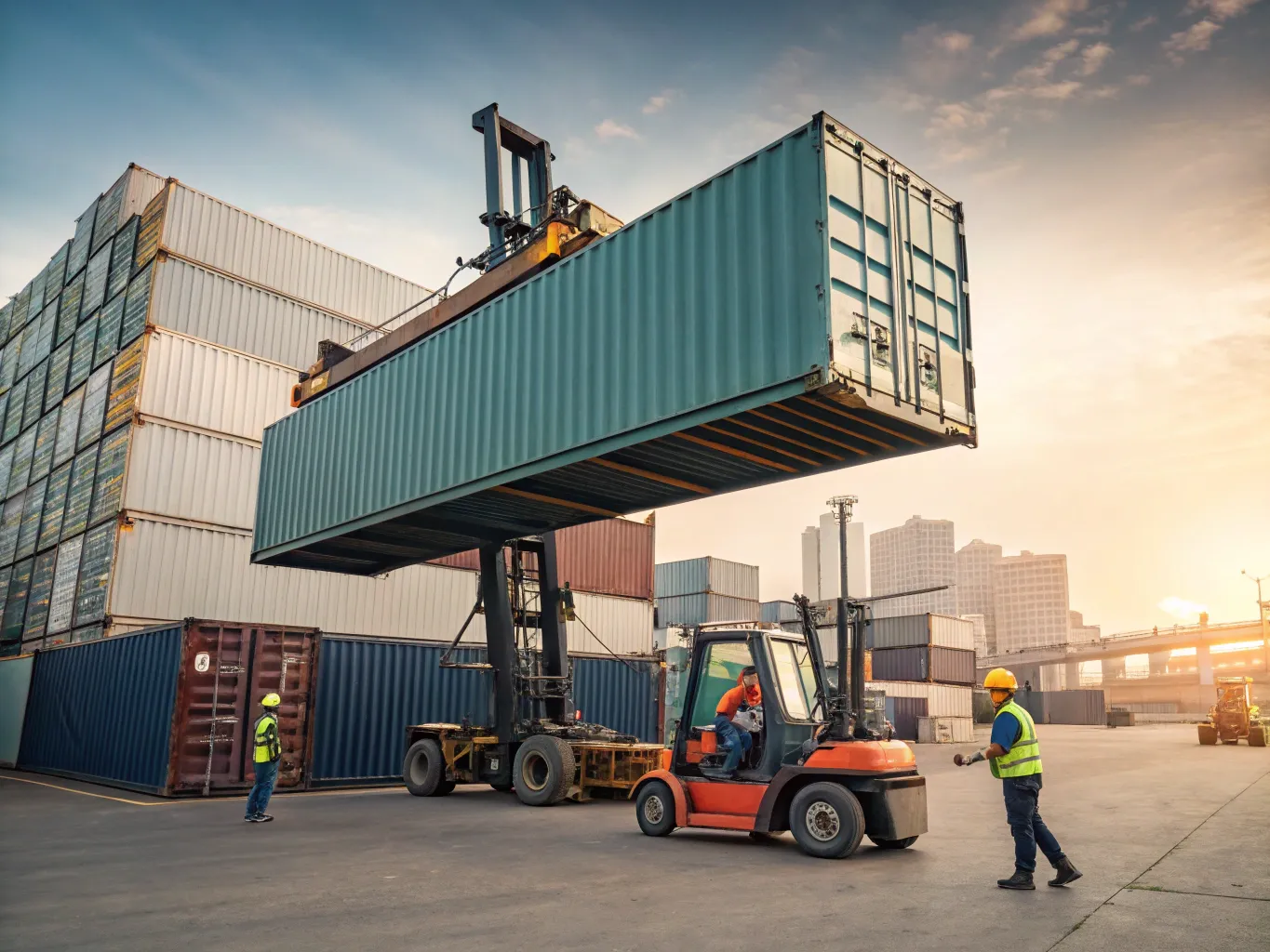 Efficient container unloading at a logistics hub
