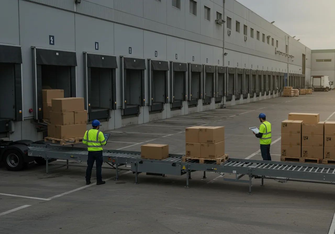 Efficient cross-docking and transloading scene