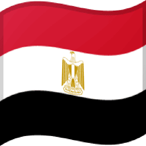 The image displays the Egyptian flag featuring a white circle centered on a black and white striped background It represents