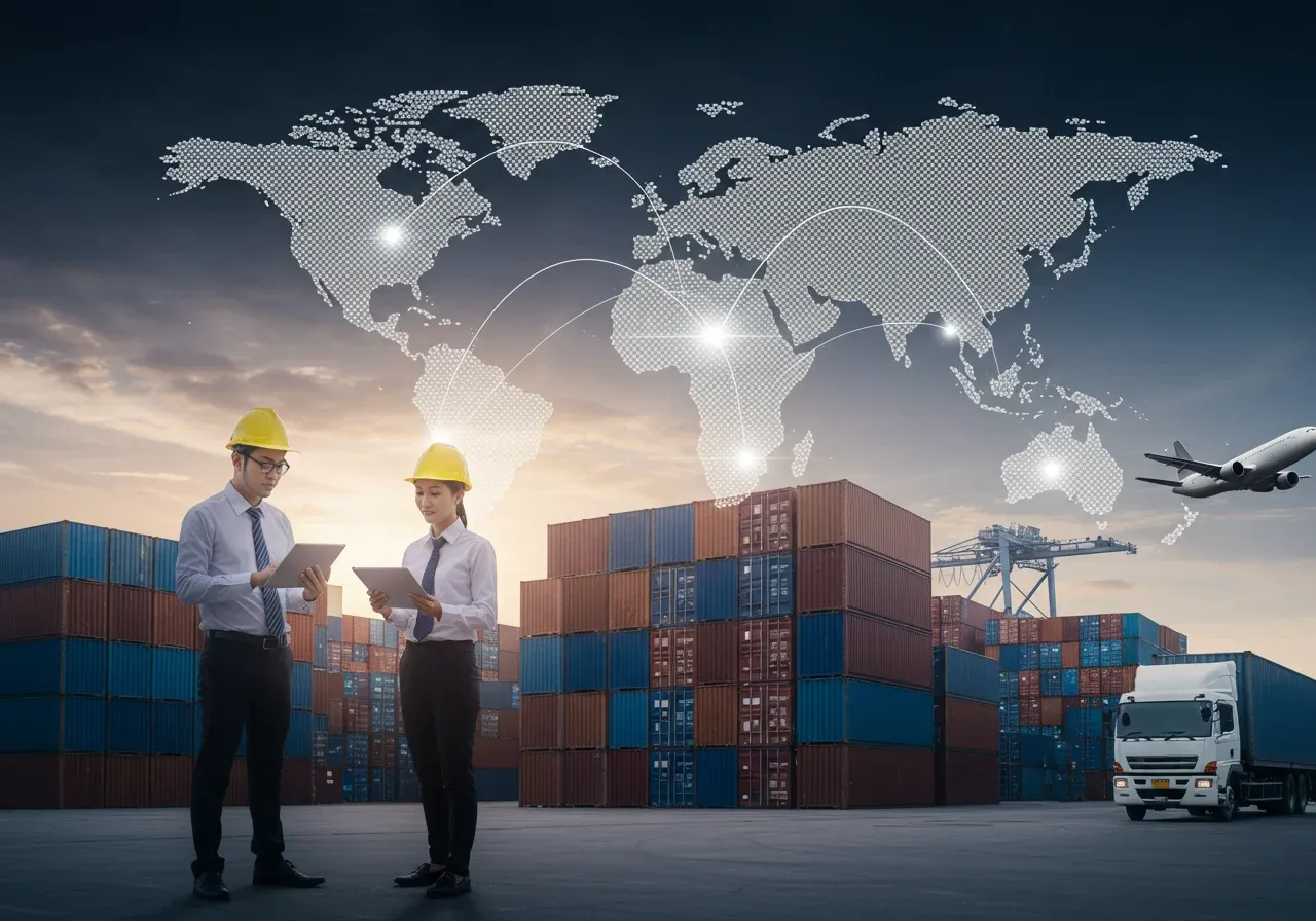 Banner showcasing efficient global supply chain management