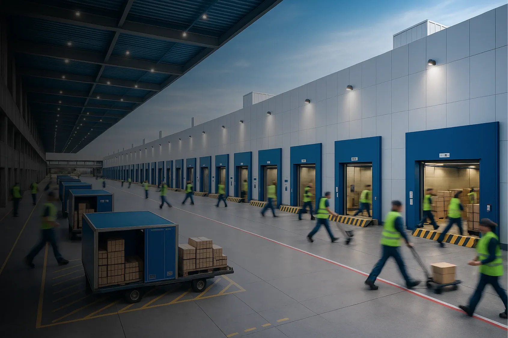 Efficient goods transfer with inside pickup and delivery