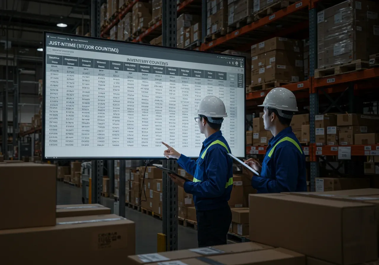 JIT inventory counting process illustration