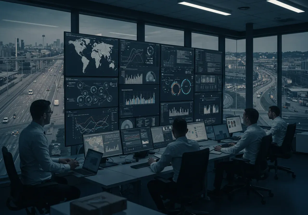 Monitor displaying real-time order tracking dashboard