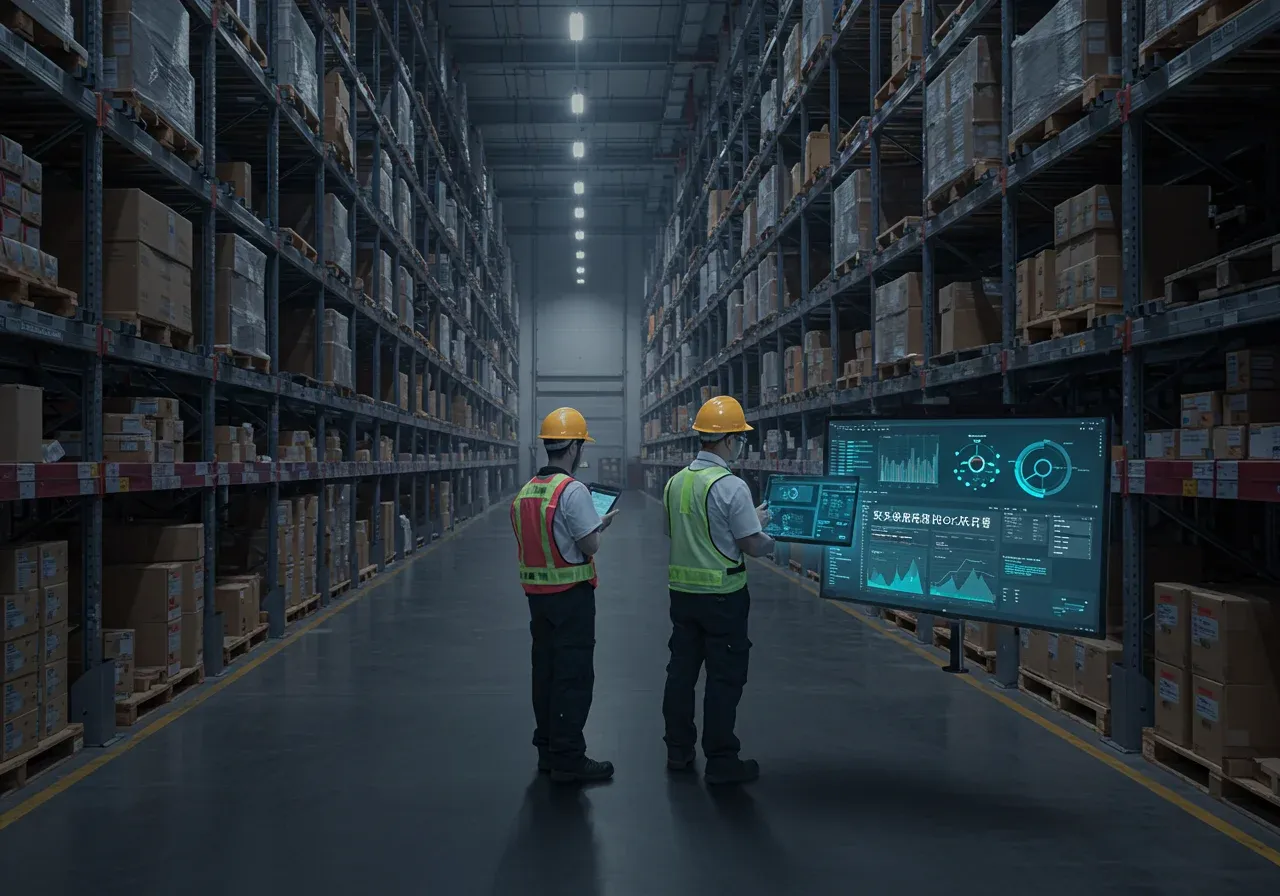 Warehouse worker using a tablet for perpetual inventory counting