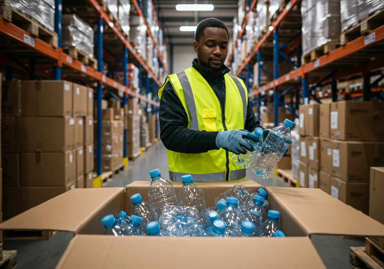 Banner showcasing plastic solutions in logistics