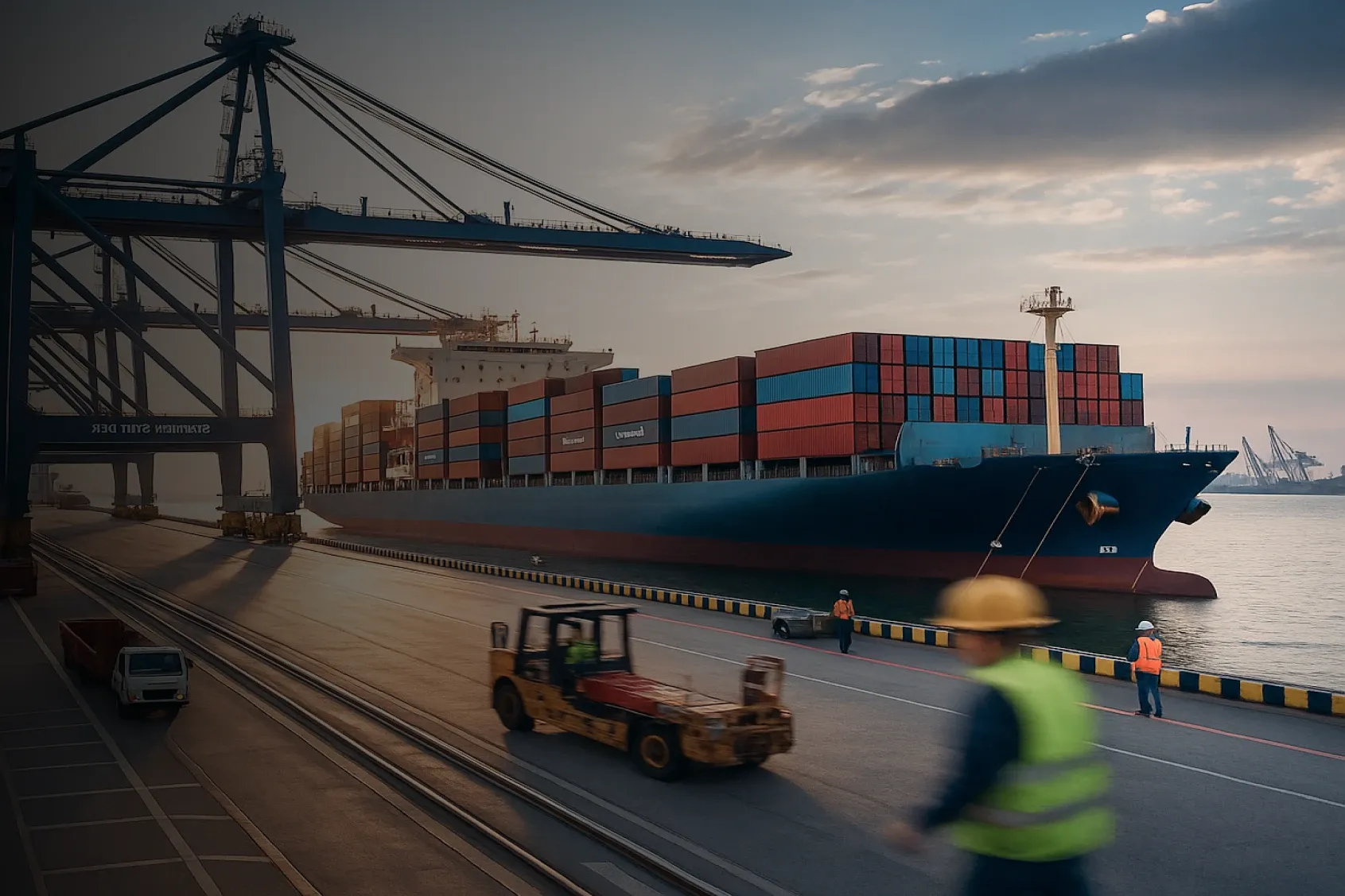 Cargo Ships at Modern Terminal