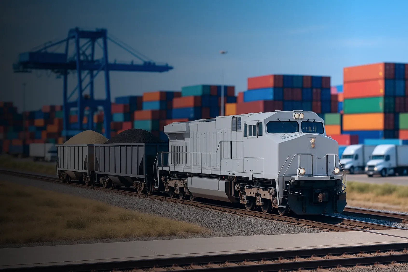 Railcars on track providing transportation