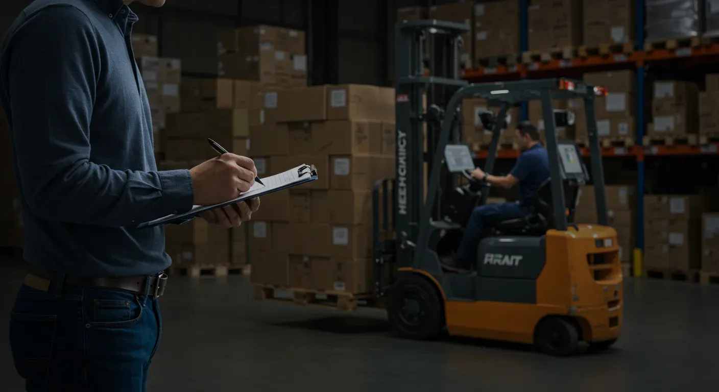 Warehouse worker performing spot check on inventory
