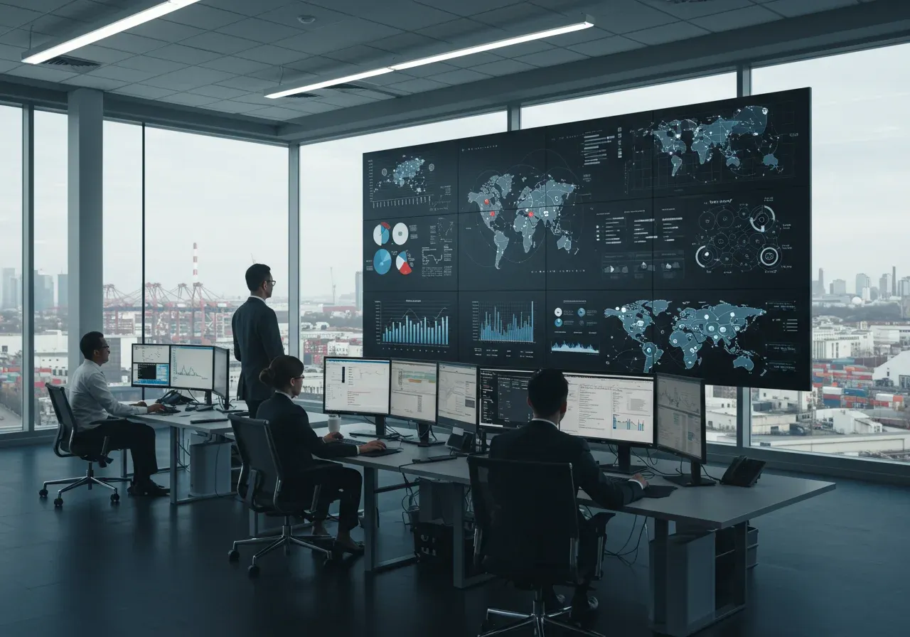 Banner displaying logistics and transportation management concepts