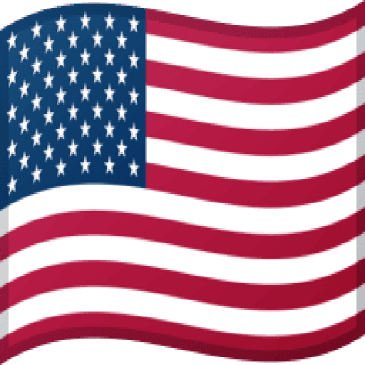 A vibrant United States flag waves proudly against a solid background displaying red and white stripes and a blue field