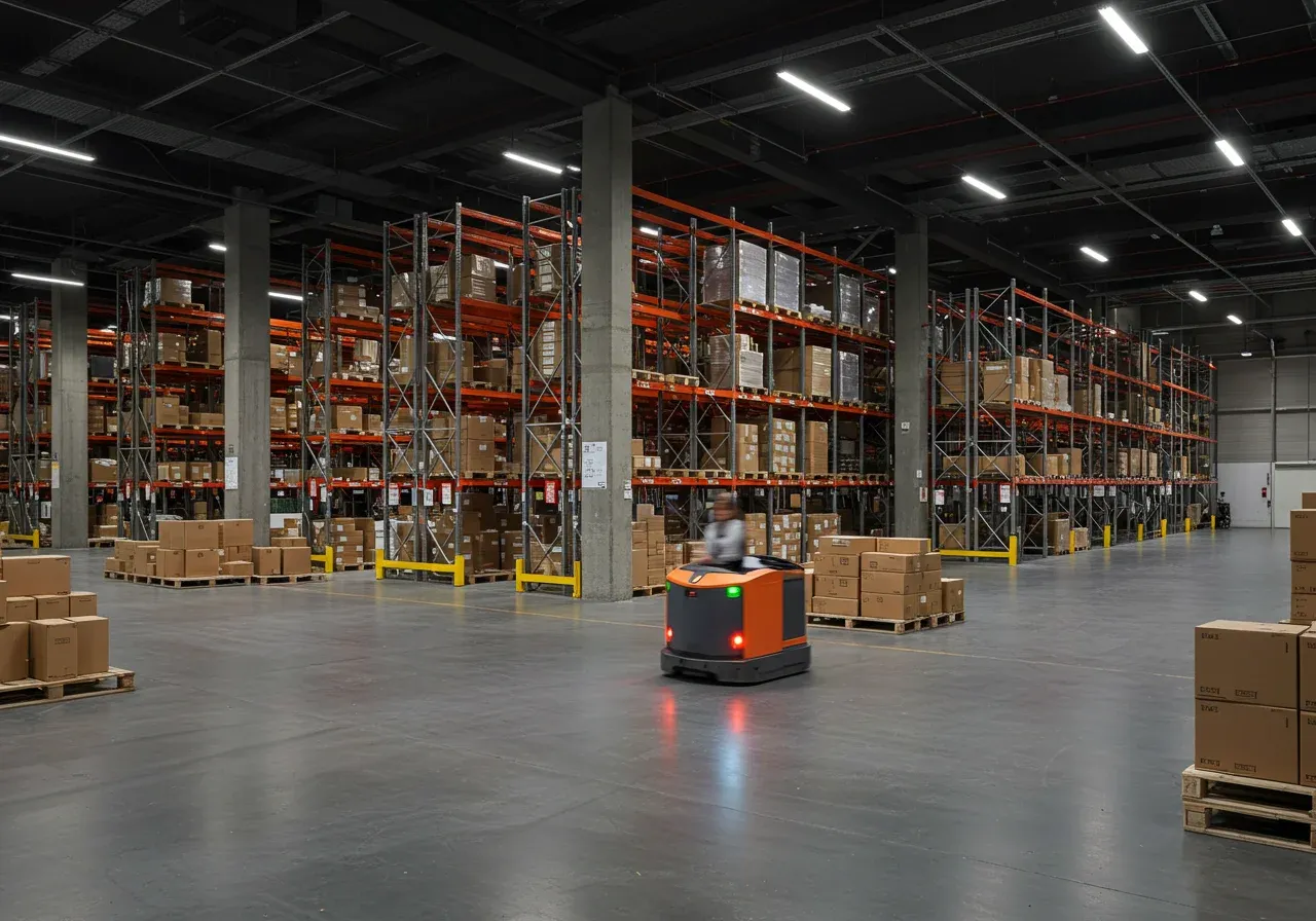 Optimized warehouse layout with efficient storage solutions